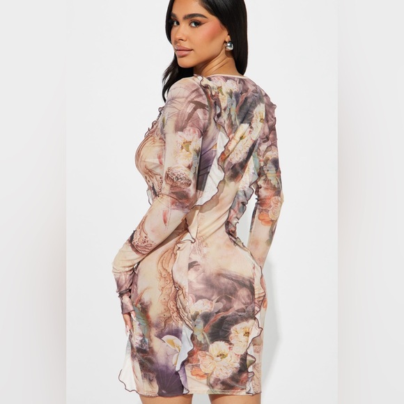 NWT Fashion Nova tan mesh dress - Picture 2 of 3